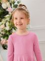 SHEIN Kids EVRYDAY Young Girl Solid Flare Hem Dress