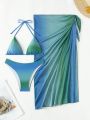 SHEIN Swim Vcay Women's Gradient Color Halter Neck Strap Swimsuit Set