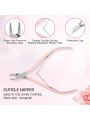 Makartt Cuticle Trimmer with Cuticle Pusher, 3 PCS Pink Nail Cuticle Nipper Professional Pedicure Manicure Tools with Stainless Steel Dual End Pusher, Nail Scraper