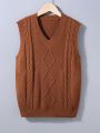 Teen Boy Simple & Stylish Cable Knit V-Neck Sweater Vest