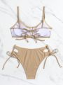 SHEIN Swim BAE Hollow Out Lace-up Bandeau Bikini Set