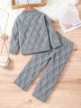 Little Girls' Button-front Cardigan And Pants Set