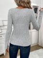 Women's Twist Knot Ribbed Long Sleeve T-shirt