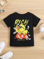 SHEIN Kids QTFun Young Boy Cartoon & Letter Graphic Tee