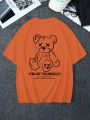 Manfinity EMRG Men's Slogan Printed Cartoon Bear Round Neck T-Shirt