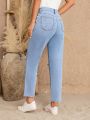 SHEIN LUNE High Waist Ripped Mom Fit Jeans