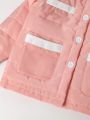 SHEIN Kids EVRYDAY Young Girl Ruffle Trim Button Front Puffer Coat