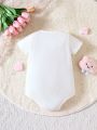 Baby Girls' Basic Casual Short Sleeve Bodysuit With Cute Girl Pattern