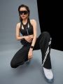 Women's Sports Elastic Contrast Tap Drawstring Wild Leg Sweat Pants