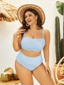 SHEIN Swim Vcay Plus Size Women'S Solid Color Swimwear Set