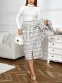 SHEIN Privé Elegant Plus Size Coarse Cloth Suit Set