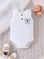 3pcs/Set Baby Boy Cute Animal Print Romper Jumpsuit And Tank Top Summer Outfits