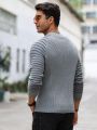 Men'S Color Block Striped Drop Shoulder Sweater