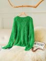 SHEIN Essnce Solid Fluffy Knit Sweater