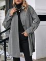 SHEIN LUNE Solid Button Front Pocket Patched Coat