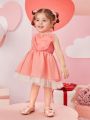 Heart Pleated Ruffle Mesh Baby Girl Dress