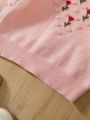 Baby Girls' Casual Round Neck Floral Pattern Sweater For Winter