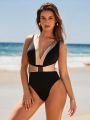 SHEIN Leisure Women's Colorblock One Piece Swimsuit