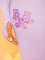 SHEIN X Care Bears Letter Cartoon Bear Graphic Sports Sets Long Sleeve Tee & Leggings