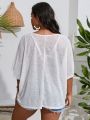 SHEIN Swim Vcay Plus Solid Batwing Sleeve Cover Up