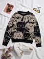 Women's Cat Pattern Pullover Sweater