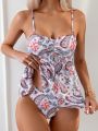 SHEIN Swim BohoFeel Women'S Cashew Flower Printed Halterneck Bikini Set