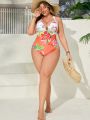 SHEIN Swim Vcay Plus Size Women's Floral Printed One-piece Swimsuit