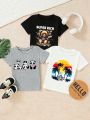 Toddler Boys' Cute Bear & Coconut Tree Print 3pcs/Set T-Shirts For Summer