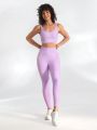 SHEIN Leisure Seamless Rib-Knitted Tummy Control Yoga Set