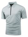 Tennis Casual Men's Solid Color Zipper Sports Polo Shirt