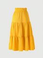 Tween Girl High Waisted Ruffled Hem Long Skirt With Paper Bag Waist