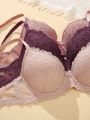 3pcs/set Splice Lace Thin Strap Bra