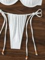 SHEIN Swim Vcay Women's Underwire Tie Knot Swimsuit Set