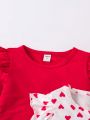 SHEIN Kids EVRYDAY Girls' Casual Soft & Warm Base Layer Heart Detail T-shirt, Single Piece, Versatile