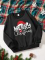 Young Girl 1pc Christmas Print Drop Shoulder Sweatshirt