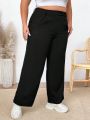 SHEIN Plus Size Solid Color Casual Straight Pants