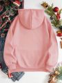 Women's Christmas Dog Pattern Fleece Lined Hoodie