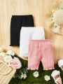 SHEIN 3pcs Baby Girl Leisure Comfortable And Cute Plain Shorts