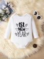 Baby Girls' Casual Slogan Printed Long Sleeve Bodysuit