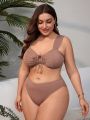 SHEIN Swim Vcay Plus Size Women's Smocked Wide Strap Swimsuit Suit