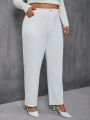 SHEIN Frenchy Plus Size Women'S Solid Color Elastic Waist Pants