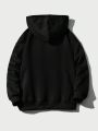 Graphic Print Kangaroo Pocket Drawstring Hoodie