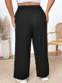 SHEIN Plus Size Solid Color Casual Straight Pants