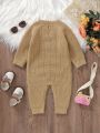 Infant Girls' Sweater Bodysuit With Inscription And Drop-shoulder Sleeves