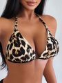 SHEIN Swim Vcay Women'S Leopard Print Bikini Top