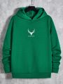 Manfinity Hypemode Men's Letter & Deer Head Print Hoodie