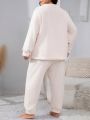 Plus Solid Rib-knit PJ Set