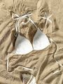 SHEIN Swim Vcay Textured Halter Bikini Top
