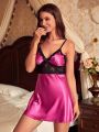 Color Blocking Lace Splicing Cami Nightdress