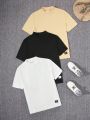 SHEIN Multicolor Pack Of Teen Boys' Casual Round Neck Long Sleeve T-Shirt With Embroidered Patch